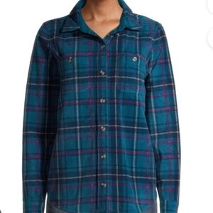 Time and Tru Teal and Magenta Plaid Shirt